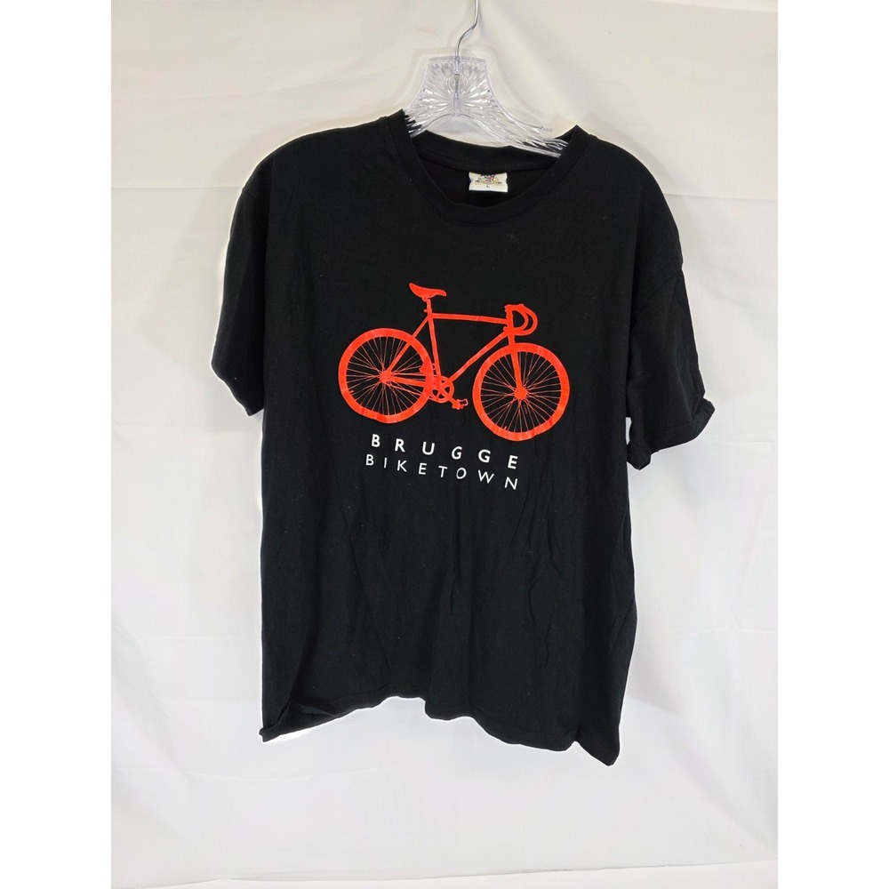 Fox Originals Brugge Biketown Graphic T-Shirt Mens Large Black Red Bicycle Tee